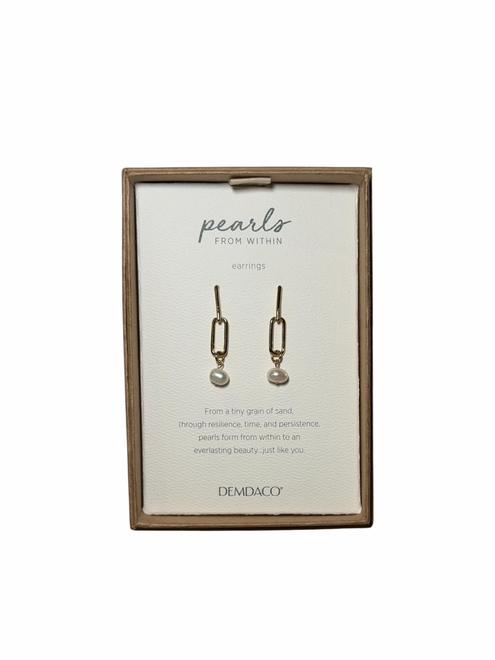 NWT Demdaco Gold Link Earrings with White Pearls